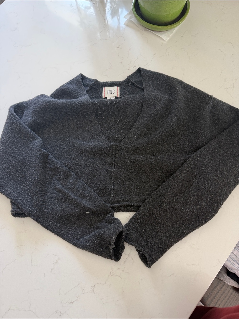 BDG Charcoal Cropped V-Neck Sweater